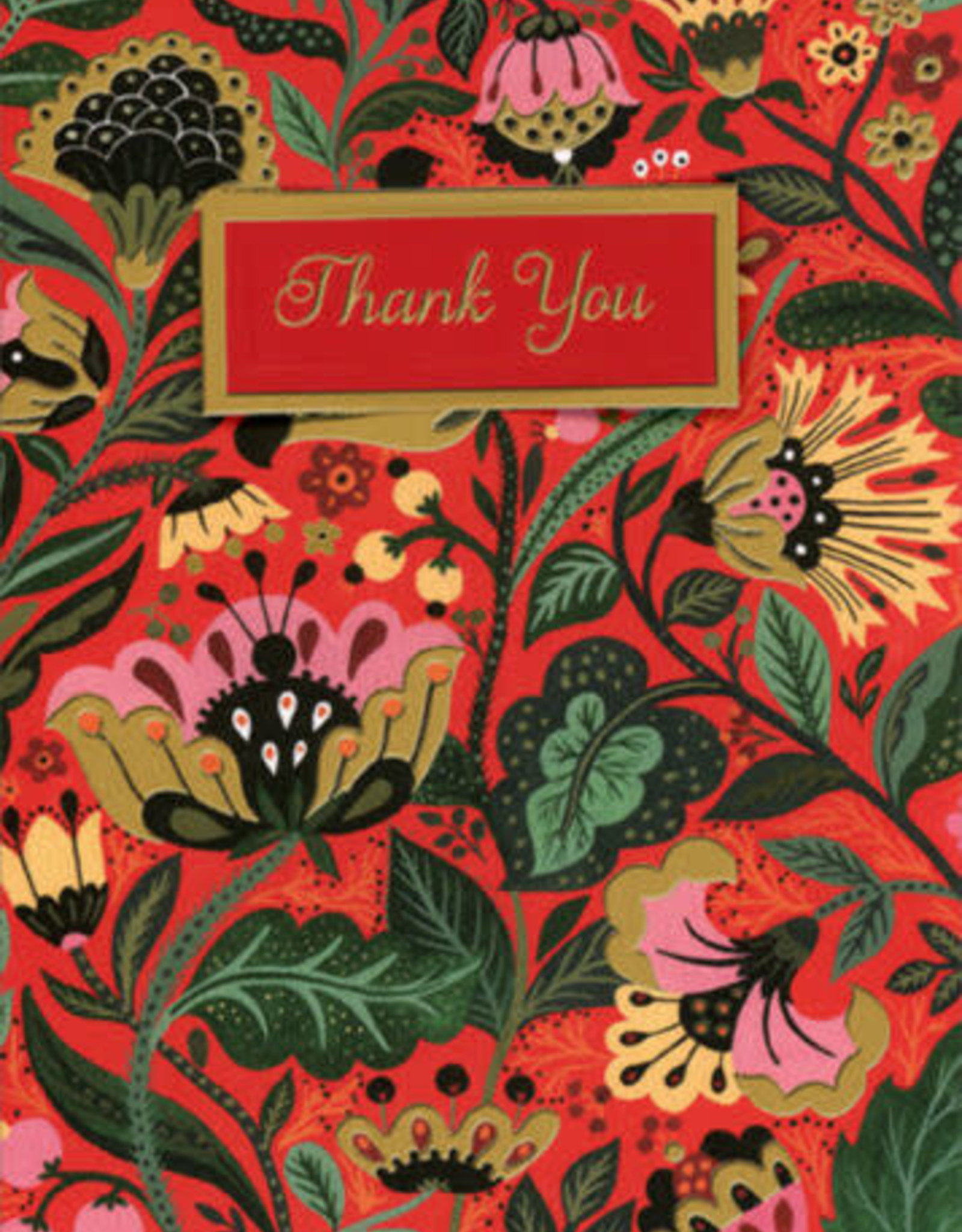 - Ornate Red Floral Pattern Thank You Card