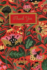 - Ornate Red Floral Pattern Thank You Card