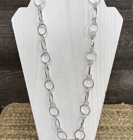 - Silver Multi Chain Long Necklace