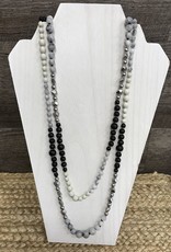 - Black/Grey/Cream Beaded Long Necklace