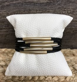 - Black Cords & Matte Gold Magnetic Bracelet