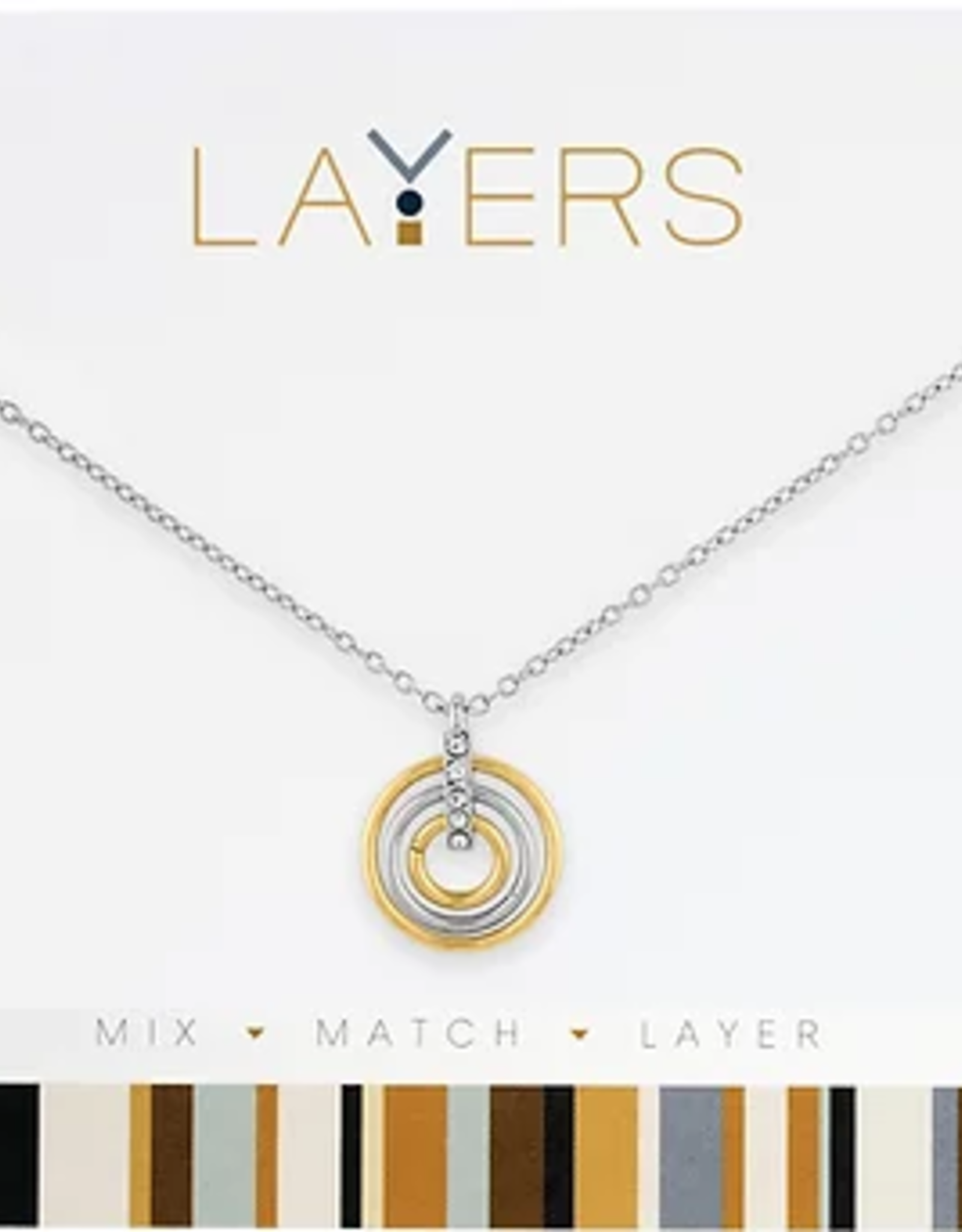 - Silver & Gold Trio Ring Layers Necklace