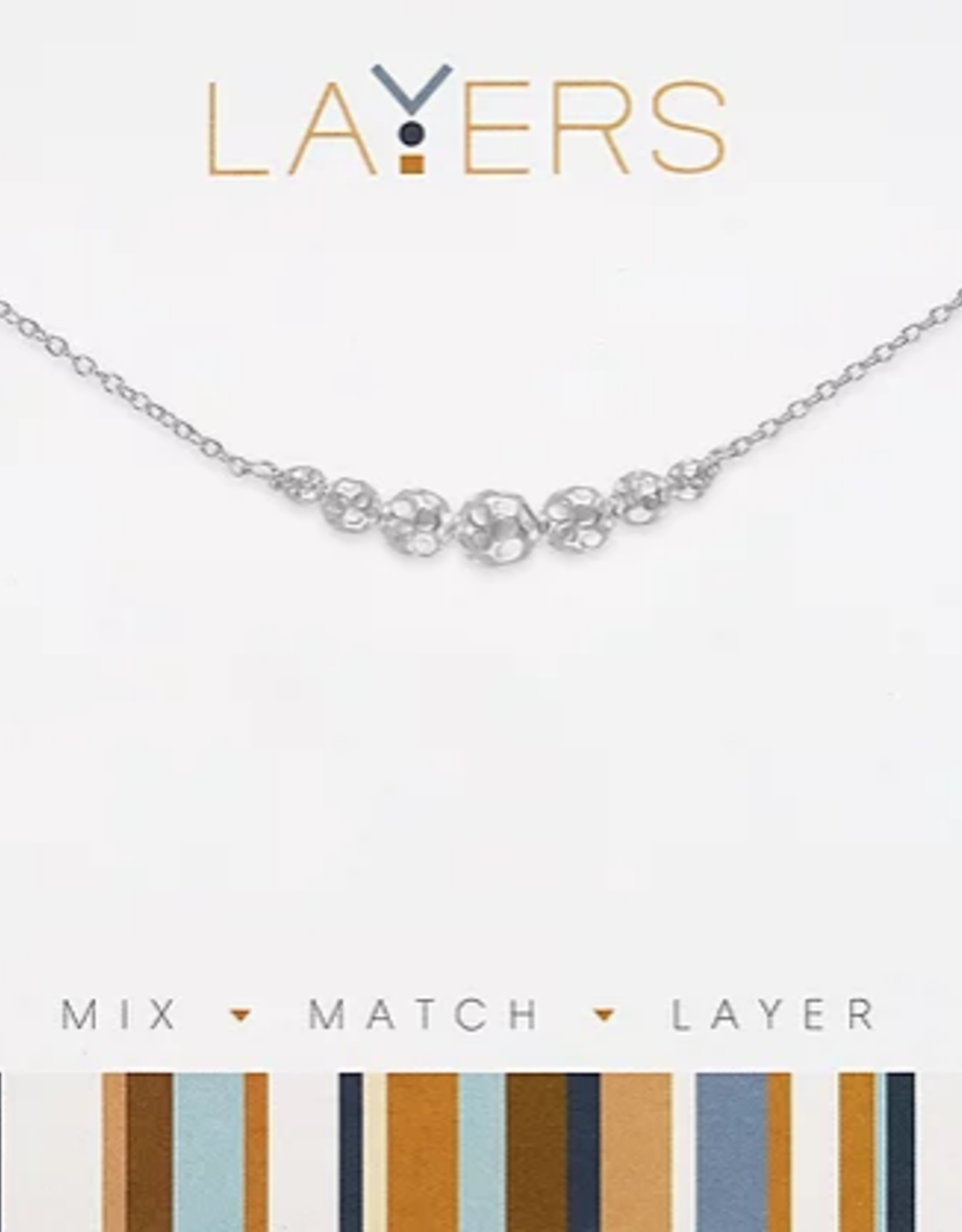 - Silver Mini Hammered Ball Layers Necklace