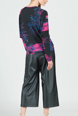 Clara Sunwoo Black/Fucshia Electric Floral Soft Knit Dolman Top