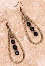 - Brass Drop Earring w/Black Beads