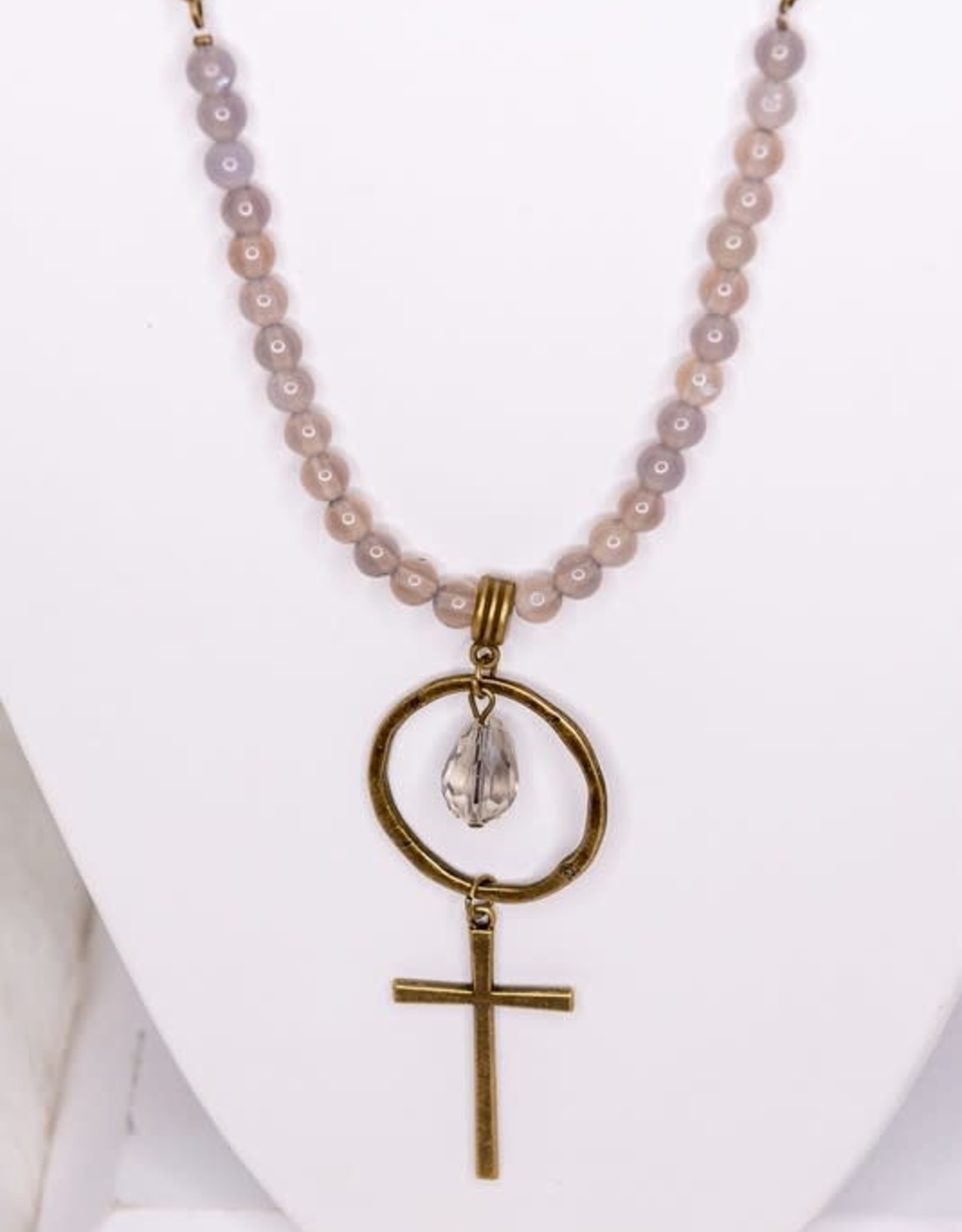 - Brass w/Cross Pendant Long Necklace