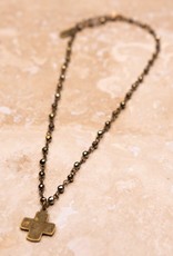 - Bronze Hematite Beads & Cross Short Necklace