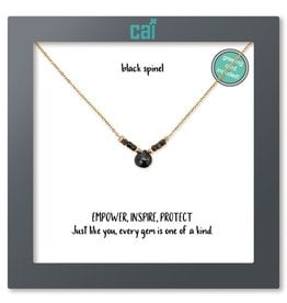 Black Beaded 3 Layer Necklace w/Crystal - Evelie Blu Boutique