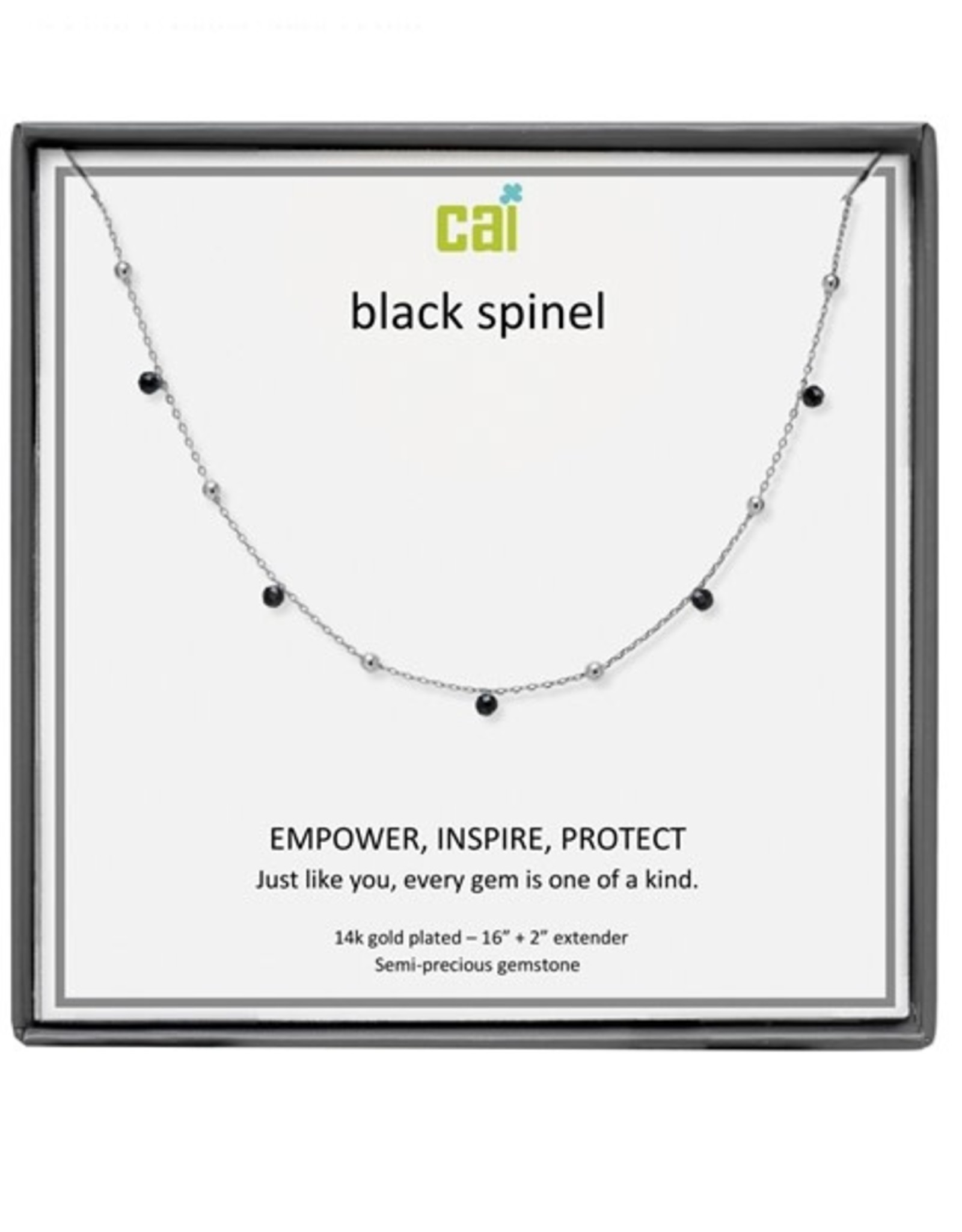 - Silver Black Spinel Satellite Gemstone Necklace