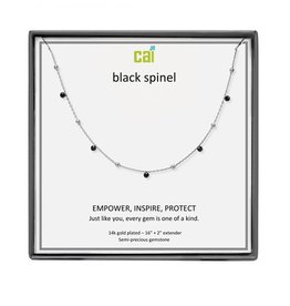 - Silver Black Spinel Satellite Gemstone Necklace