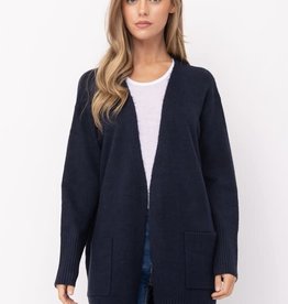 - Navy Open Front 3/4 Length Cardigan w/Pockets