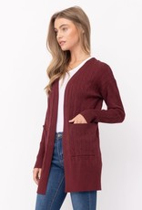 - Black Open Front Cable Knit Cardigan w/Pockets