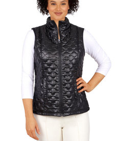 - Black Quilted Faux Leather Vest
