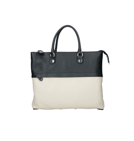 Italian Idea Black & Milk Two-Tone Small Genuine Pebble Leather 5 in 1 Convertible Bag