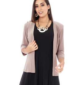 - Mocha Fitted Open Front 3/4 Sleeve Cardigan