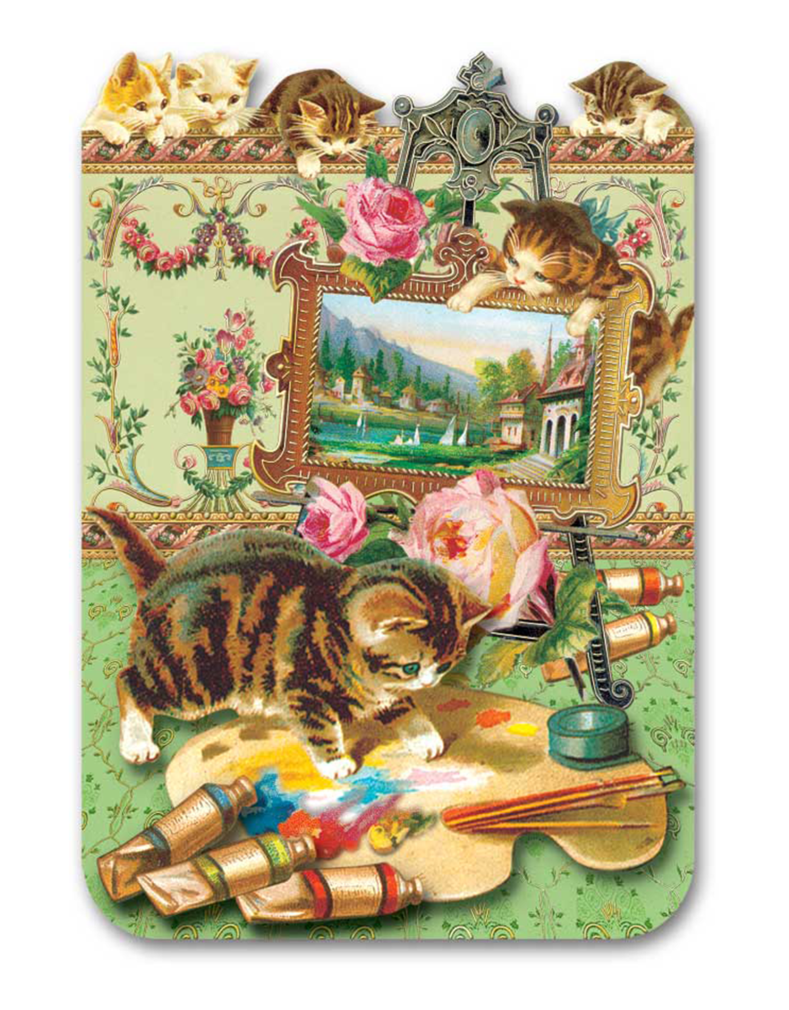 Kitty Painter 3.75 x 5.25 Greeting Card