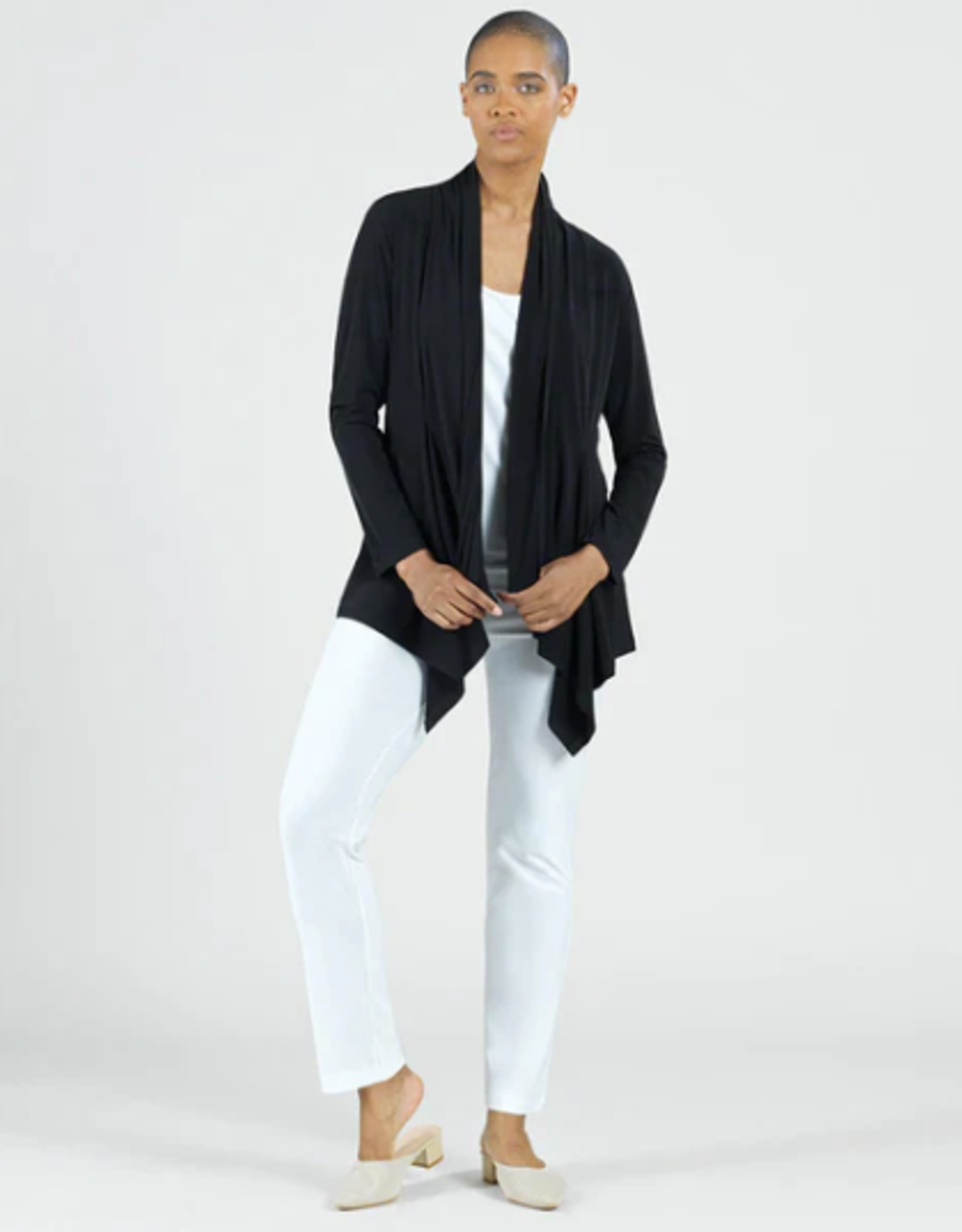 Clara Sunwoo Black Drape Tunic Length Cardigan