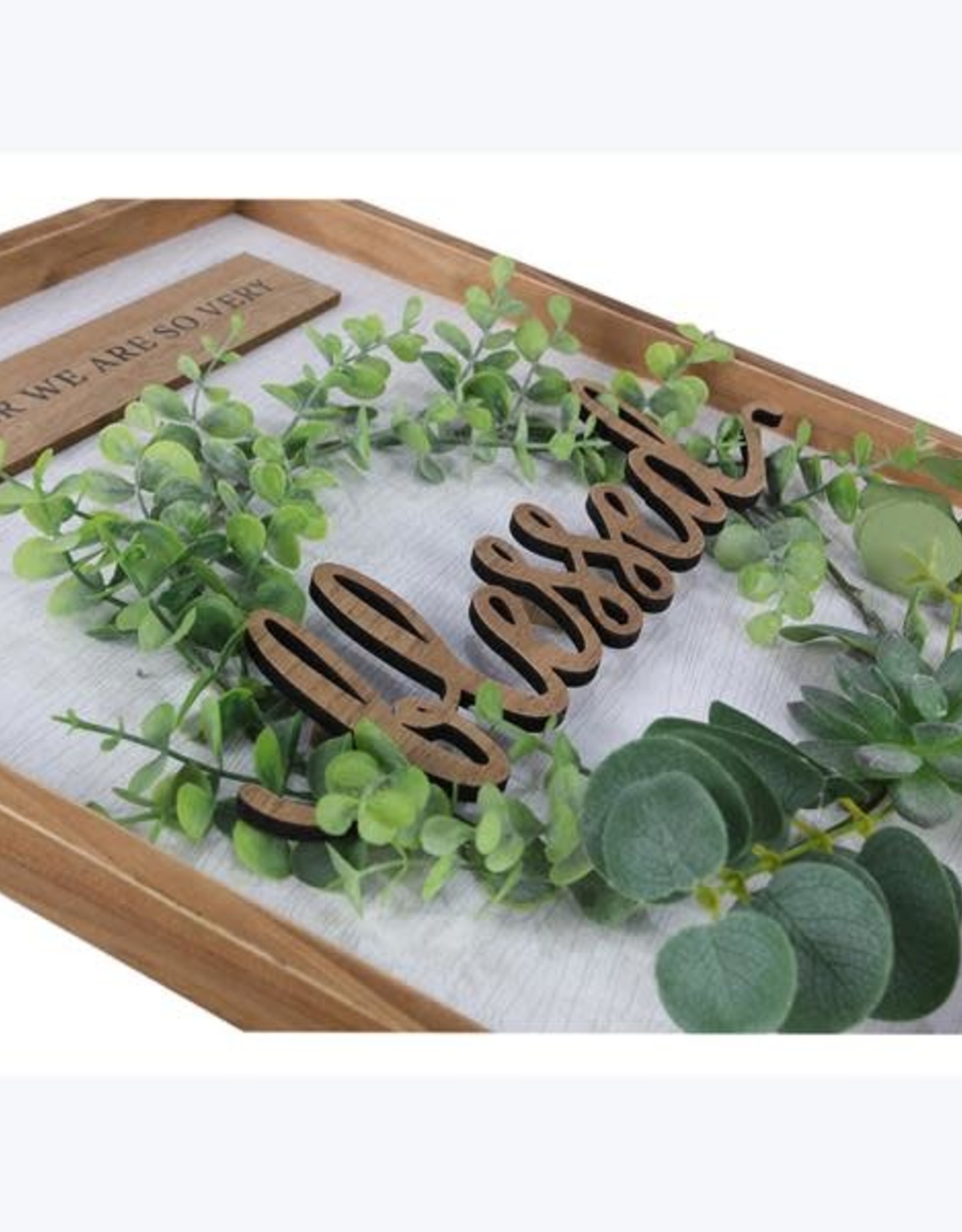 - "BLESSED"  Wood with Wreath & 3D Lettering Sign