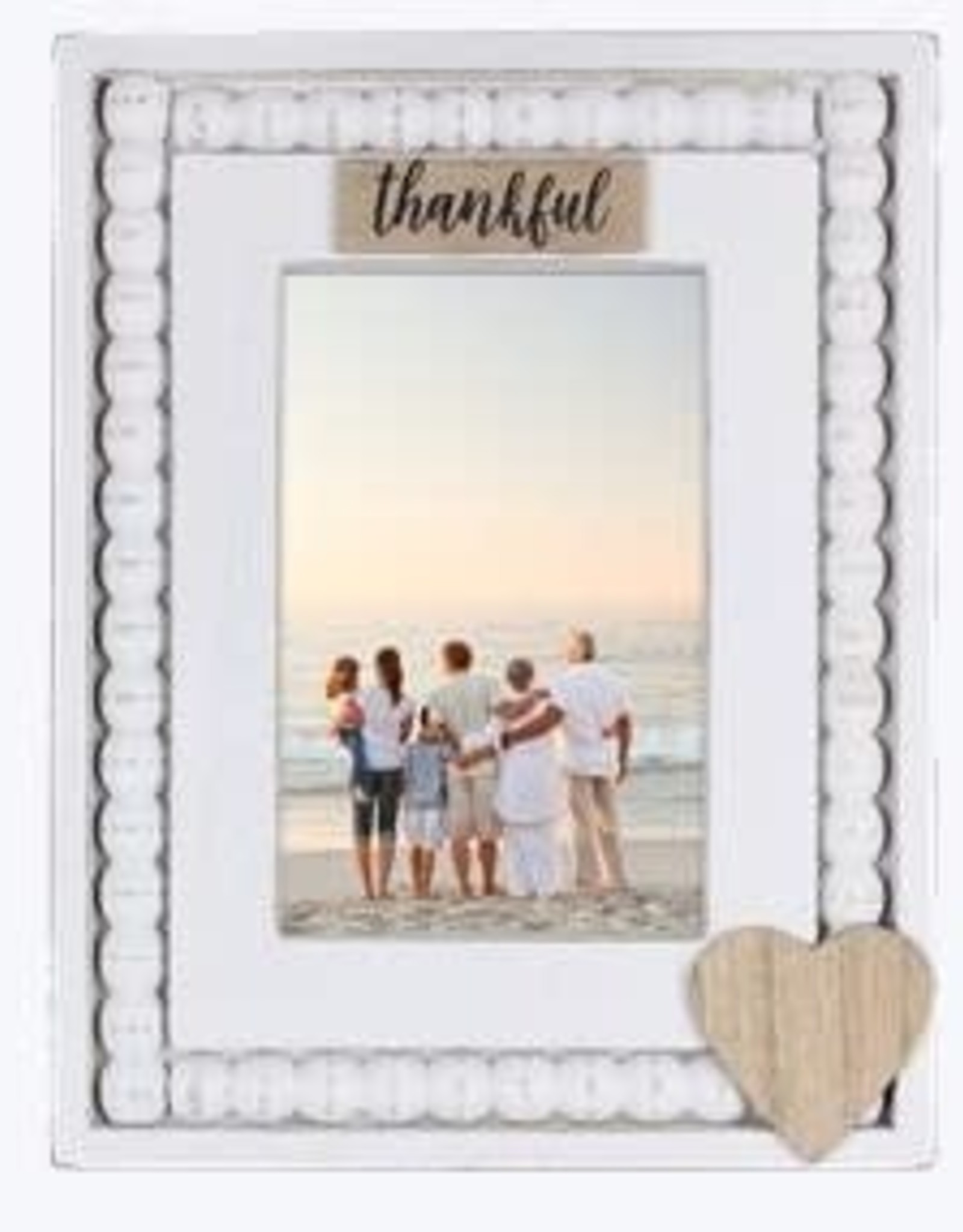 - "Thankful" White Distressed Beaded 4X6" Photo Frame