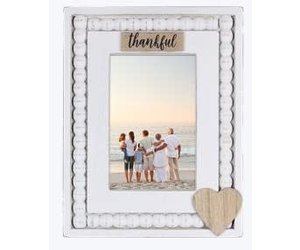 Wooden 8x10 Wedding Picture Frame Holds 4x6 Photo - Lucky to Be in Love White Distressed