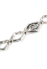 - Pewter Diamond Shape Chain Bracelet W/ Gem