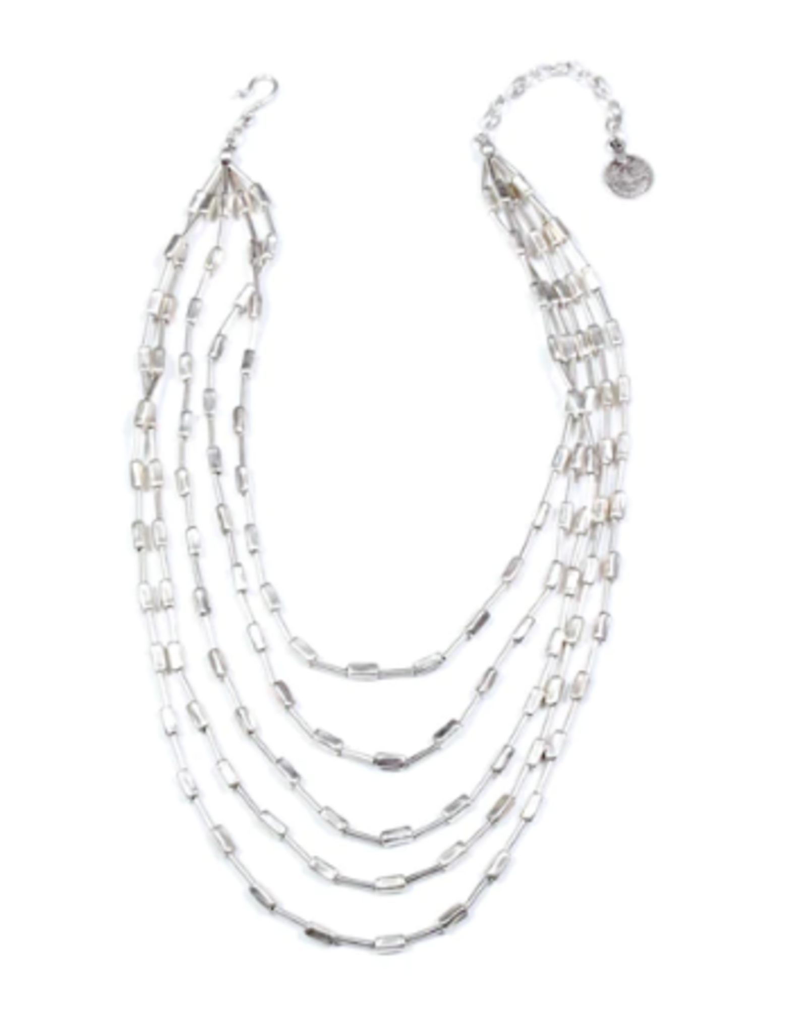 - Pewter Multi Layered  Beaded  Short Necklace