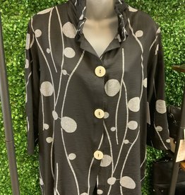 - Black 3/4 length sleeve button up with large dots