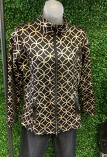 Lulu B Black & Gold Pattern Zip Jacket