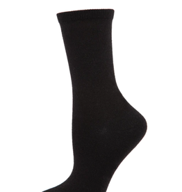 - Black Flat Knit Cashmere Crew Sock Size 9-11