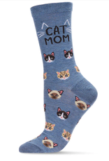 Cat Mom Bamboo Crew Sock Size 9-11