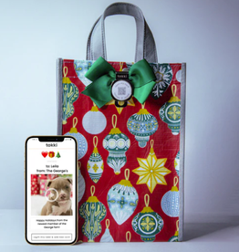 - Red Ornaments Gift Bag w/QR Bow Tag