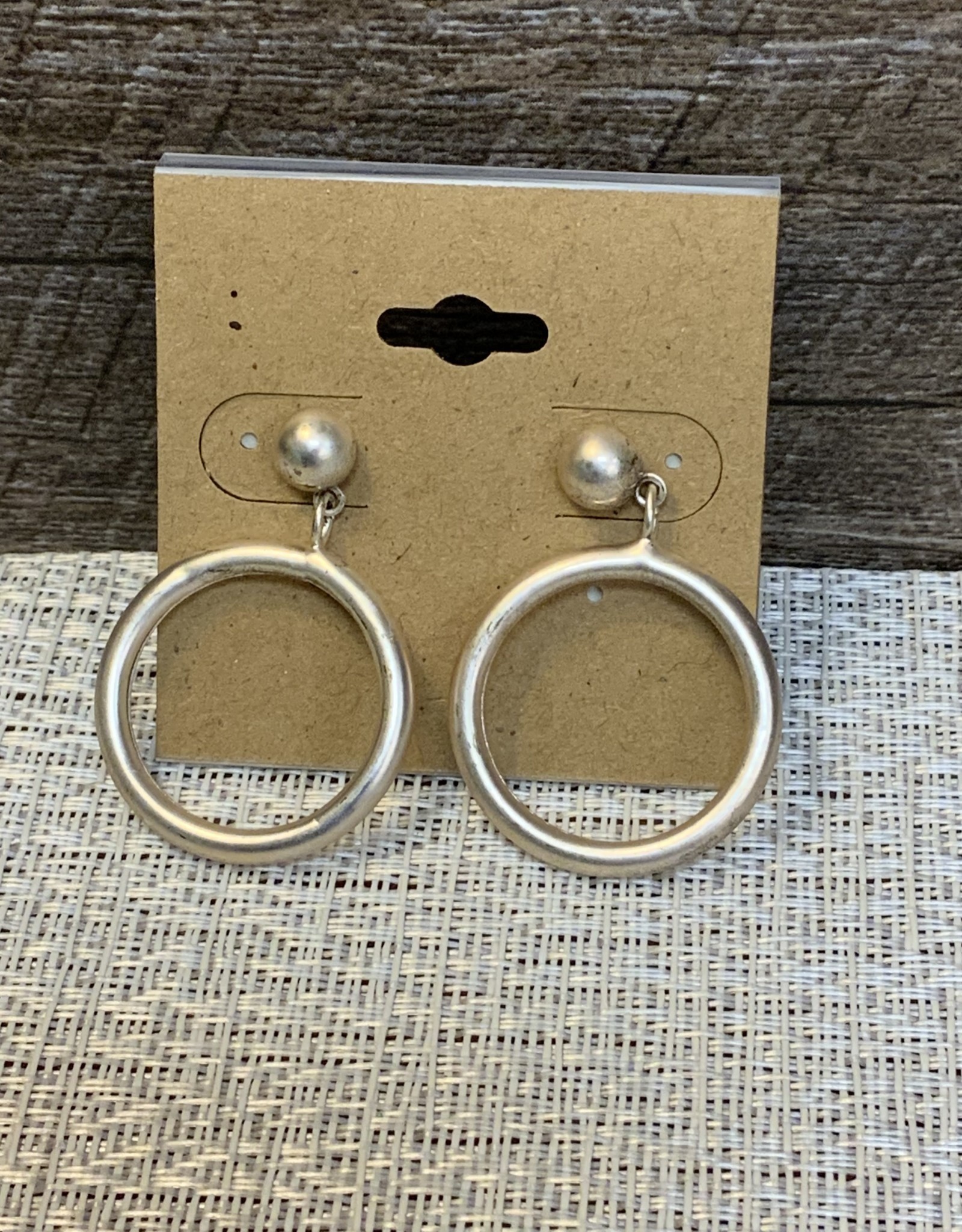 Muted Silver Ring Stud Earring