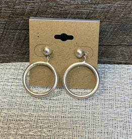 Muted Silver Ring Stud Earring