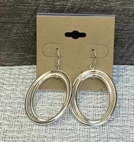 Silver Double Oval Ring Wire Earring