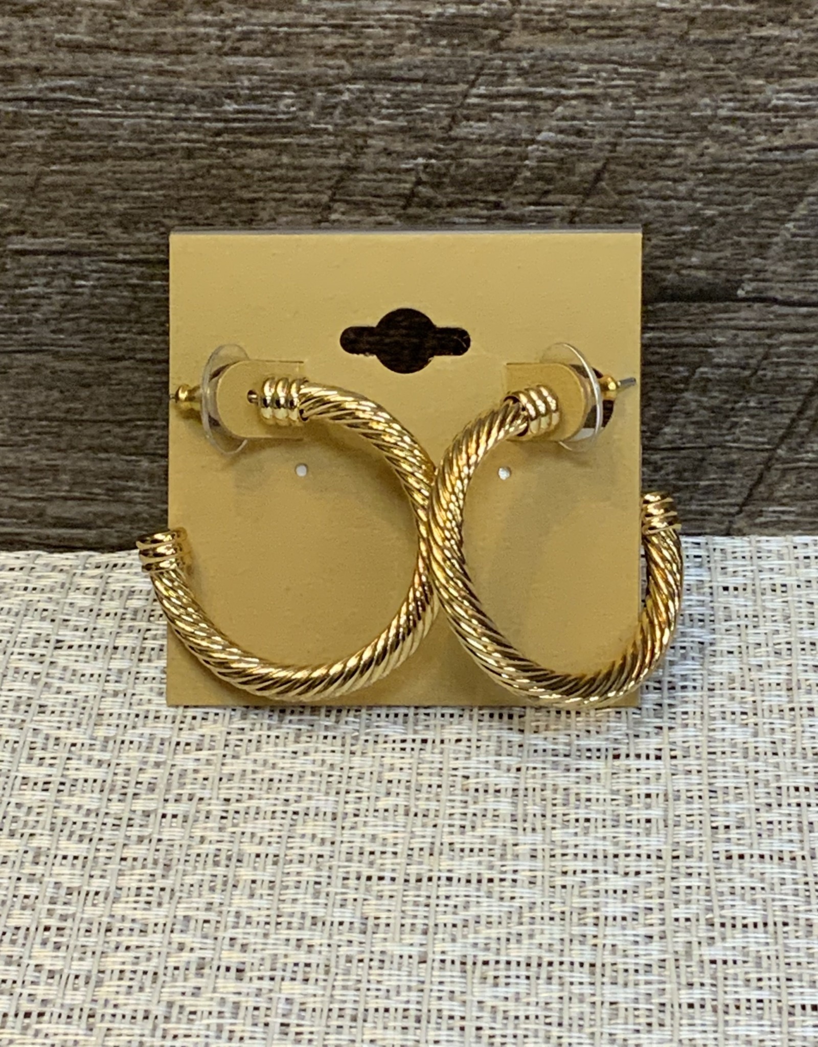 Gold Twisted 3/4 Hoop Stud Earring