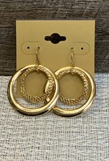 Gold Double Ring With Textured Inside Wire Earring