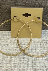 Gold Textured Large Hoop Stud Earring