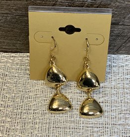 Gold Dangle Double Triangle Shape Wire Earring