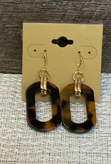 Gold Tortoise Shell Printed Ring Wire Earring