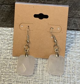 Frosted White Stone Wire Earring