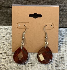 Red Marbled Stone Wire Earring