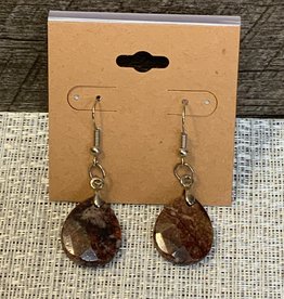 Plum Marbled Stone Wire Earring