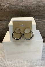 Silver Solid Oval w/Connected Loop Post Earring