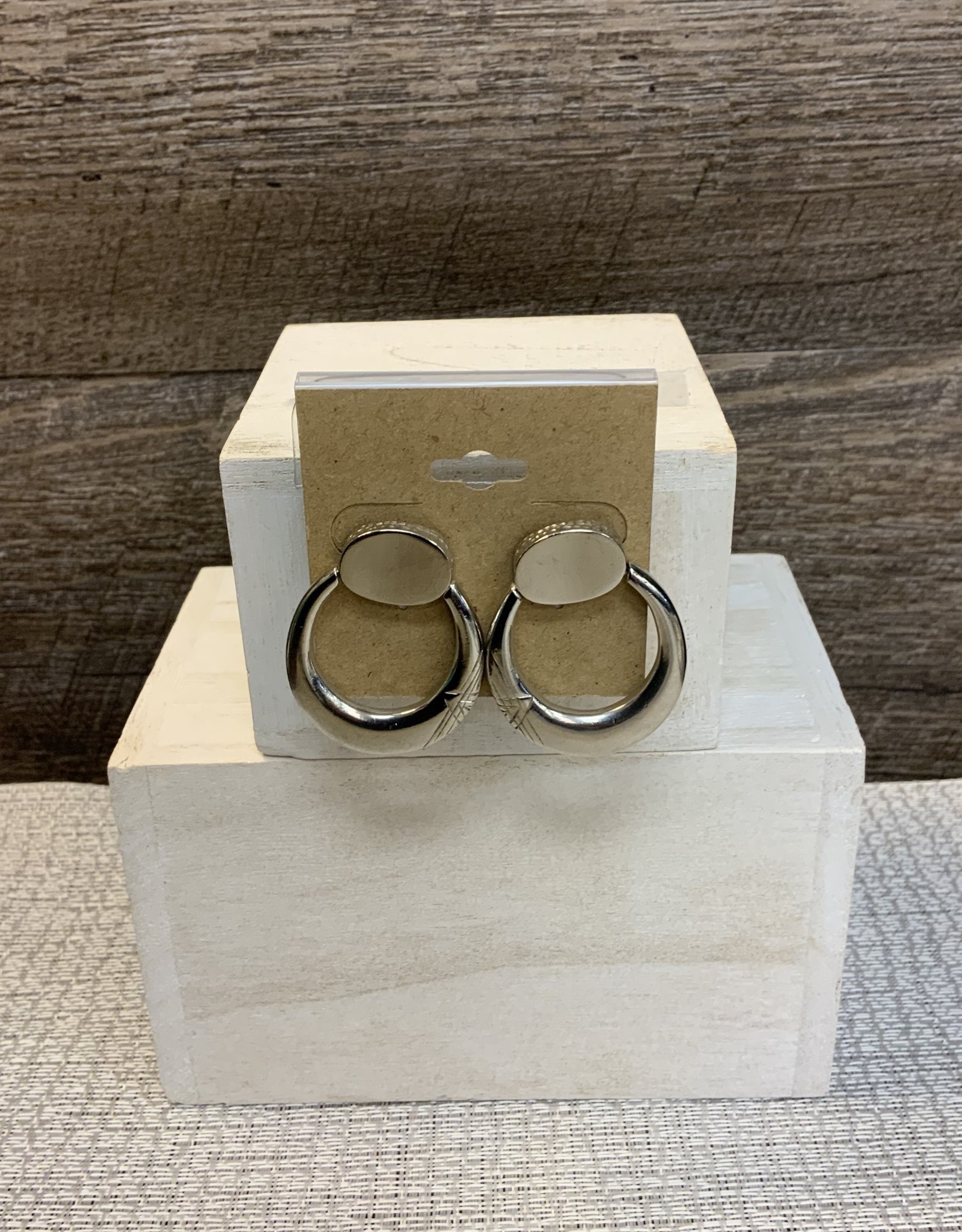 Silver Solid Oval w/Connected Loop Post Earring