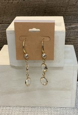 Gold w/Transparent Dangle Beads Wire Earring
