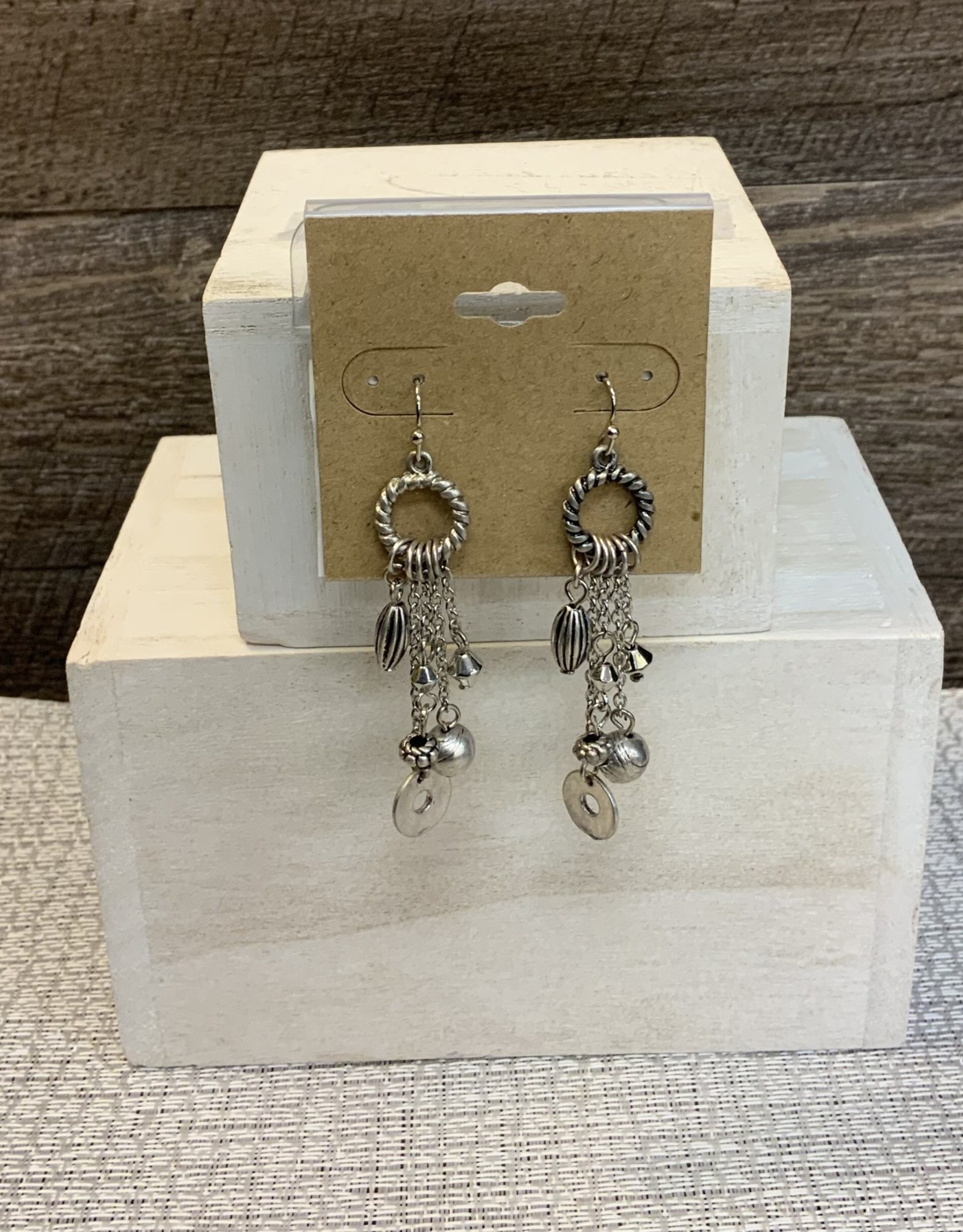 Silver Ring w/Dangle Charms Wire Earring