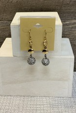 Gold Linked Beaded w/White Stones Wire Earring