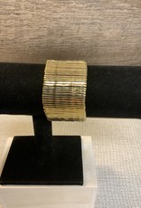 Gold Wide Stretch Bracelet w/Thin Bars
