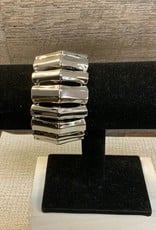 Silver Wide Stretch Bracelet w/Large Bars