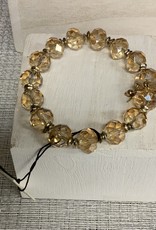 Gold Beaded Stretch Bracelet w/Tassel
